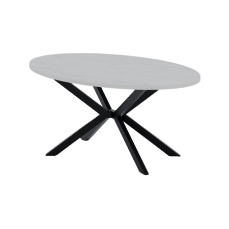 Стол Верона овальный (1800х1000), ЛДСП Дуб белый крафт \ Металлокаркас Черный